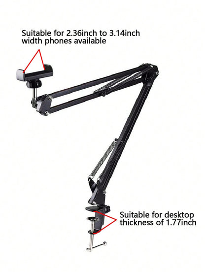 Slouchy Arm Phone Holder For Bed/Desk/Table, Foldable Metal Bracket For Phone & Tablet Compatible With IPhone, Android Phone, Gift For Birthday, Family, Friends Phone Stand, Phone Accessories
