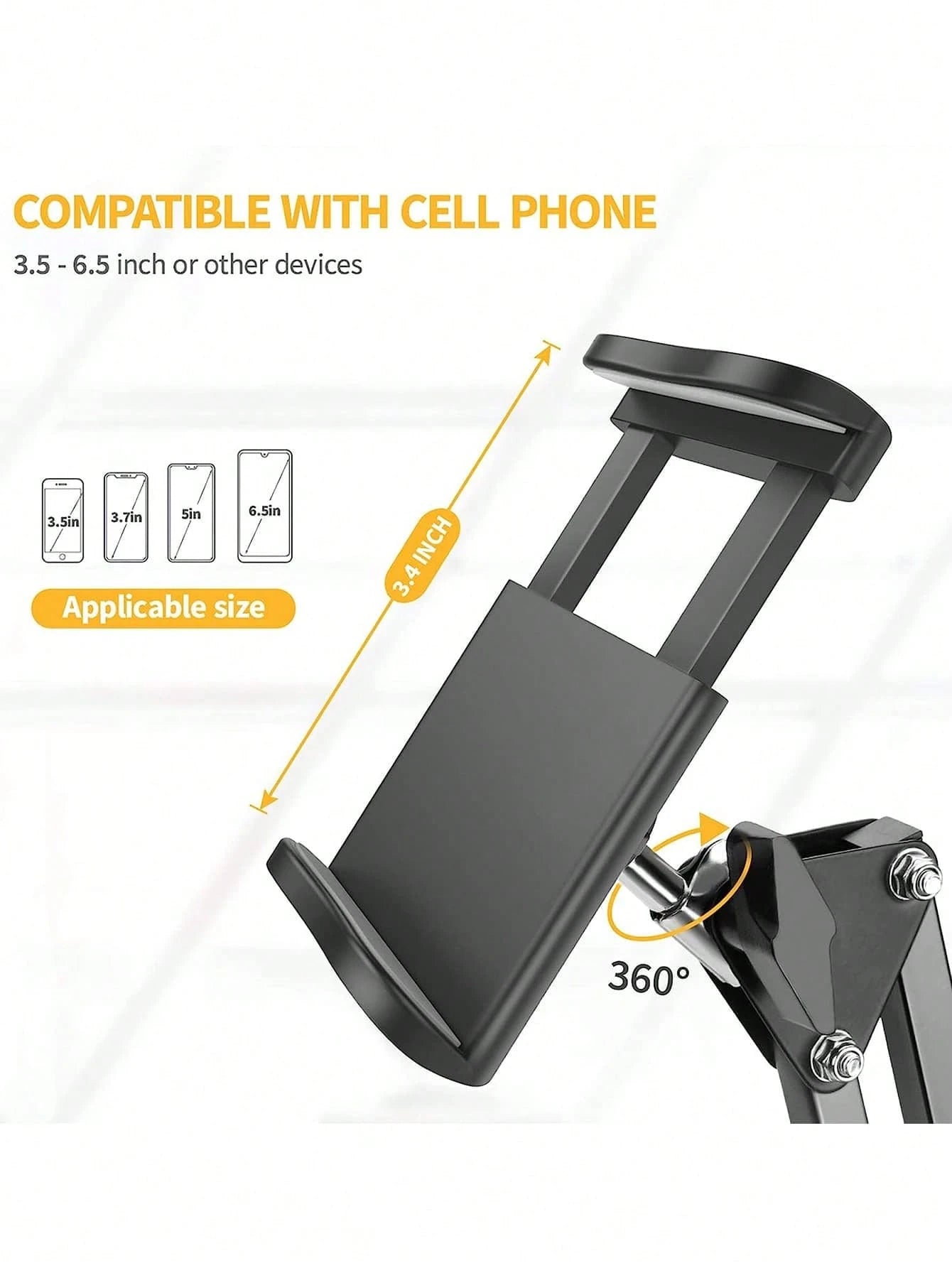 Slouchy Arm Phone Holder For Bed/Desk/Table, Foldable Metal Bracket For Phone & Tablet Compatible With IPhone, Android Phone, Gift For Birthday, Family, Friends Phone Stand, Phone Accessories