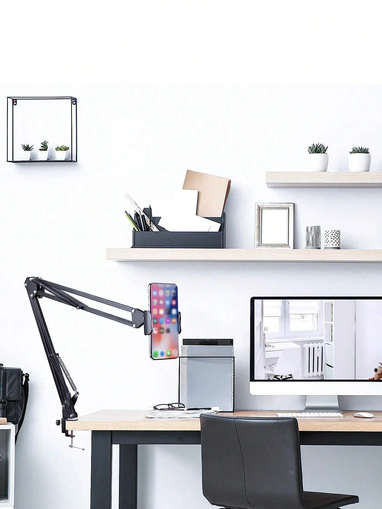 Slouchy Arm Phone Holder For Bed/Desk/Table, Foldable Metal Bracket For Phone & Tablet Compatible With IPhone, Android Phone, Gift For Birthday, Family, Friends Phone Stand, Phone Accessories