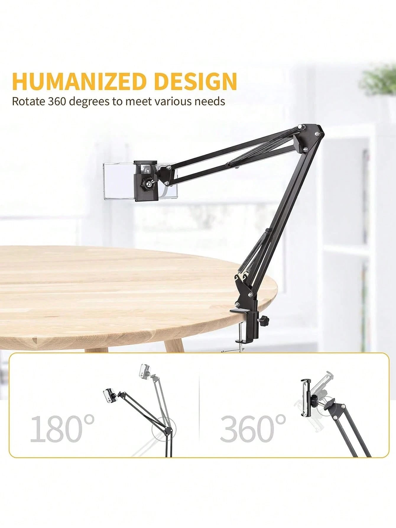 Slouchy Arm Phone Holder For Bed/Desk/Table, Foldable Metal Bracket For Phone & Tablet Compatible With IPhone, Android Phone, Gift For Birthday, Family, Friends Phone Stand, Phone Accessories