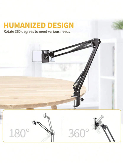 Slouchy Arm Phone Holder For Bed/Desk/Table, Foldable Metal Bracket For Phone & Tablet Compatible With IPhone, Android Phone, Gift For Birthday, Family, Friends Phone Stand, Phone Accessories