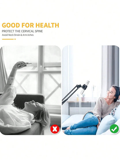 Slouchy Arm Phone Holder For Bed/Desk/Table, Foldable Metal Bracket For Phone & Tablet Compatible With IPhone, Android Phone, Gift For Birthday, Family, Friends Phone Stand, Phone Accessories