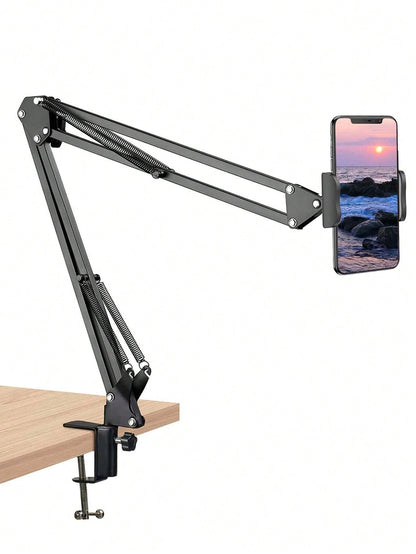 Slouchy Arm Phone Holder For Bed/Desk/Table, Foldable Metal Bracket For Phone & Tablet Compatible With IPhone, Android Phone, Gift For Birthday, Family, Friends Phone Stand, Phone Accessories