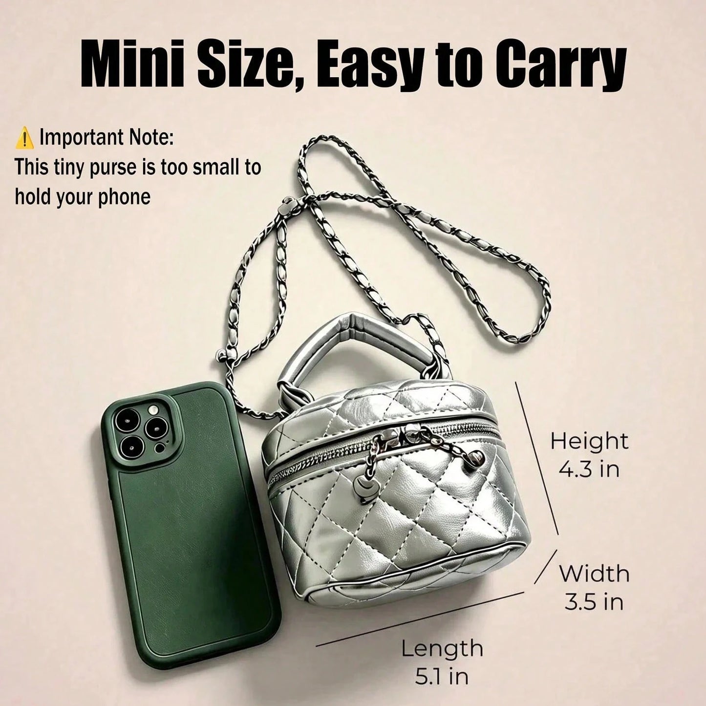 Small Fashion Classic Multifunctional Waterproof Material, Diamond Quilted Pattern Handbag, Zipper Closure Design, Suitable For Shopping