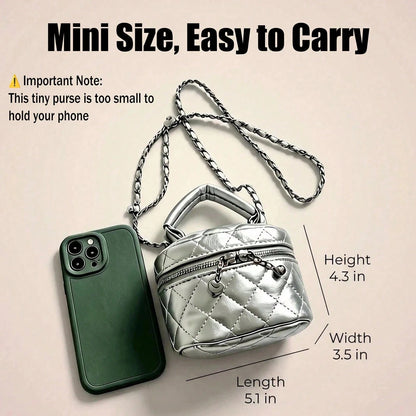 Small Fashion Classic Multifunctional Waterproof Material, Diamond Quilted Pattern Handbag, Zipper Closure Design, Suitable For Shopping