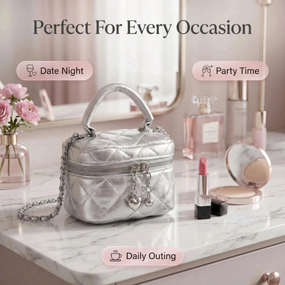 Small Fashion Classic Multifunctional Waterproof Material, Diamond Quilted Pattern Handbag, Zipper Closure Design, Suitable For Shopping