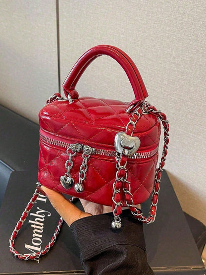 Small Fashion Classic Multifunctional Waterproof Material, Diamond Quilted Pattern Handbag, Zipper Closure Design, Suitable For Shopping