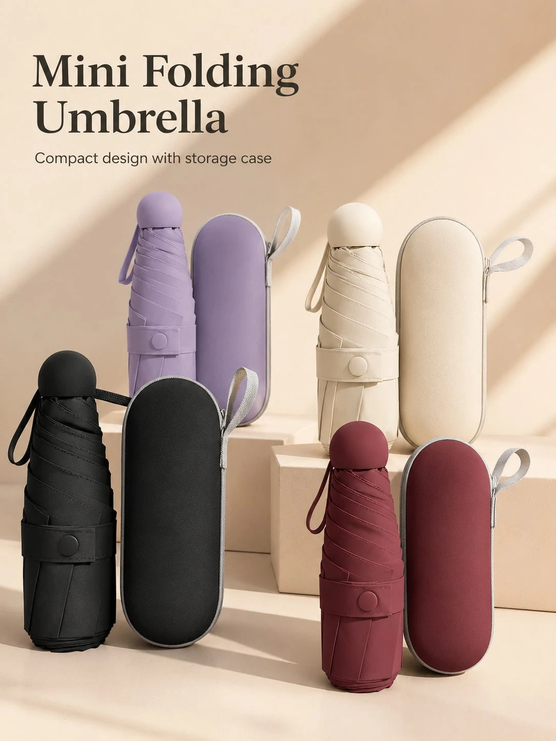 Small Folding Umbrella, Mini Pocket Waterproof Portable Travel Umbrella, Sun Umbrella, Women's Sun Protection Anti-UV Umbrella, 2-In-1 Mini 6-Fold Ultra-Light Portable Umbrella, Mini Travel Umbrella