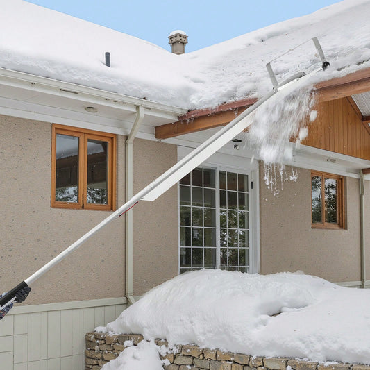 Snow Roof Rake, 18.5 In Aluminum Blade, 5.2-30 Ft Adjustable Roof Snow Scraper With Wheels & Slide,, Lightweight Snows Removal Tool For House Rooftop Leaves Debris Clearing