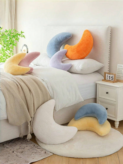 Soft Faux Fur Moon Shaped Decorative Throw Pillow, Suitable For Bedroom, Bed And Sofa, Easter Decor Cushion, Applicable For Spring Sofa, Bedroom, Living Room, Light Pink