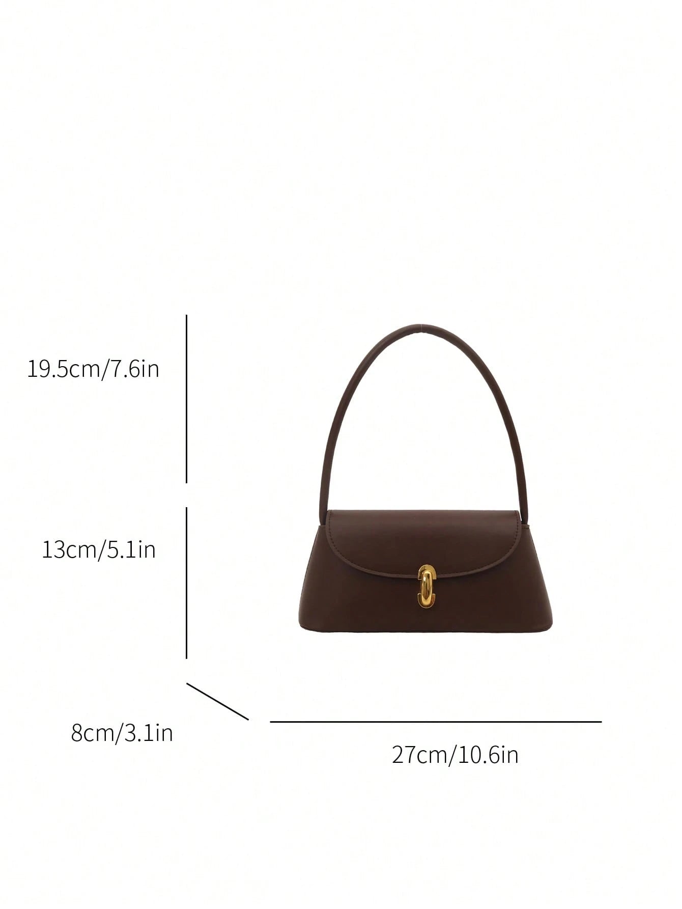 Soft PU Leather Metal Lock Decor Retro Shell Baguette Bag, Women's Shoulder Bag, New Ladies Handbag, Small Square Tote Bag