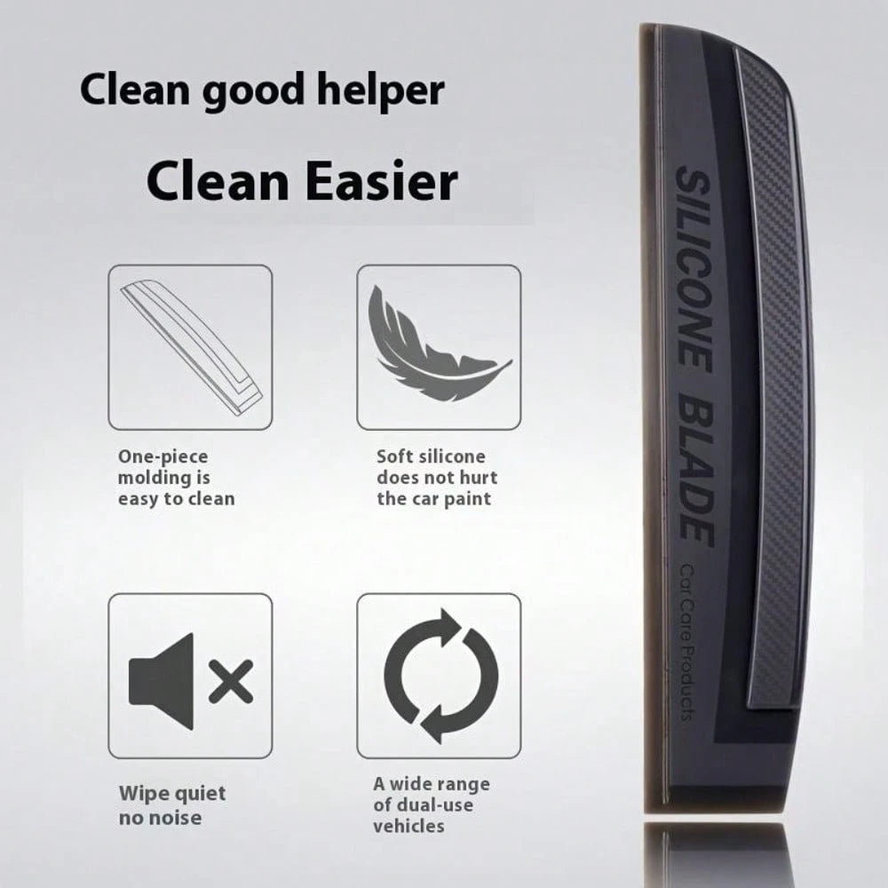 Soft Silicone Car Window Wiper Blade| Scratch-Free Water Stain Remover With Streak-Free Shine, Multi-Surface Cleaner For Cars, Shower Doors, Mirrors & Home Use, Windshield Cleaner, Mirror Cleaning To