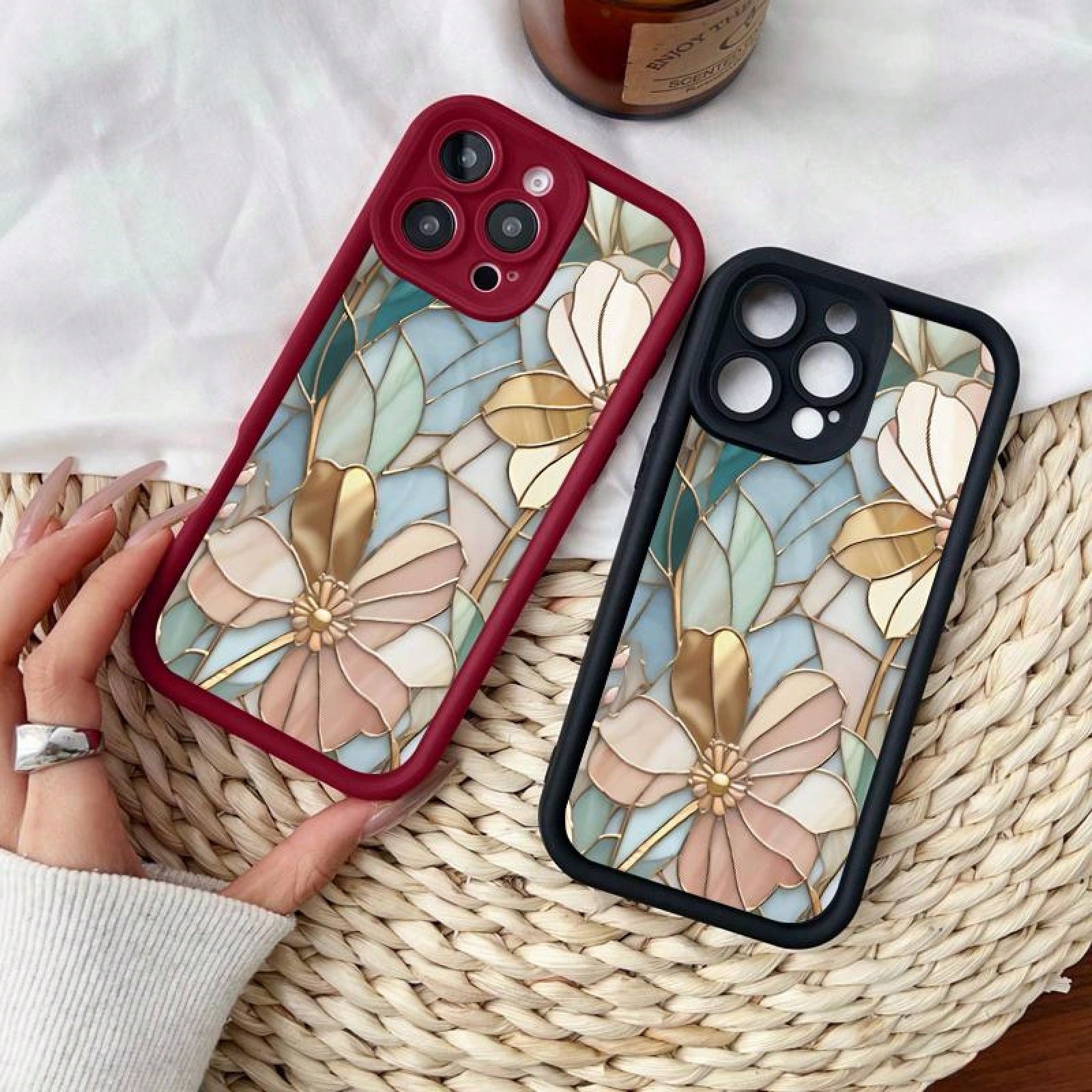 Softcase For IPhone11/12/13/14/15/16/Promax/X/Xs/Xr/Xsmax CasePremium Vintage Flowers Anti-Fall Shockproof Protective Slim Cover
