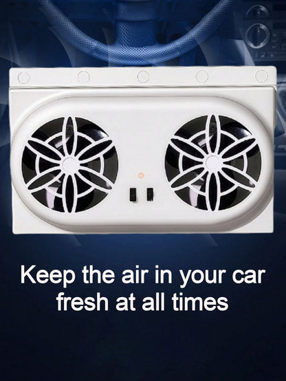 Solar Powered Car Exhaust Fan, Cooling Ventilator, Dual-Head Window Air Conditioner Cooler, Portable Car Air Circulation Fan, For Summer Cooling