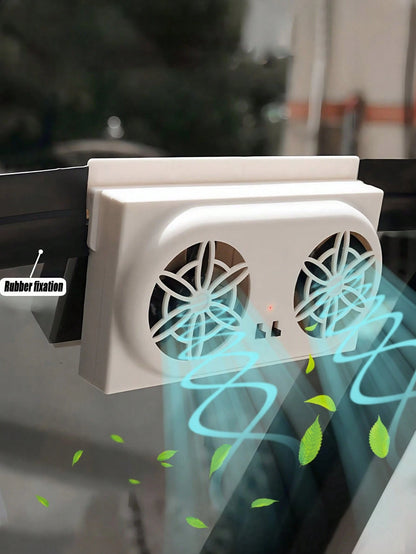 Solar Powered Car Exhaust Fan, Cooling Ventilator, Dual-Head Window Air Conditioner Cooler, Portable Car Air Circulation Fan, For Summer Cooling