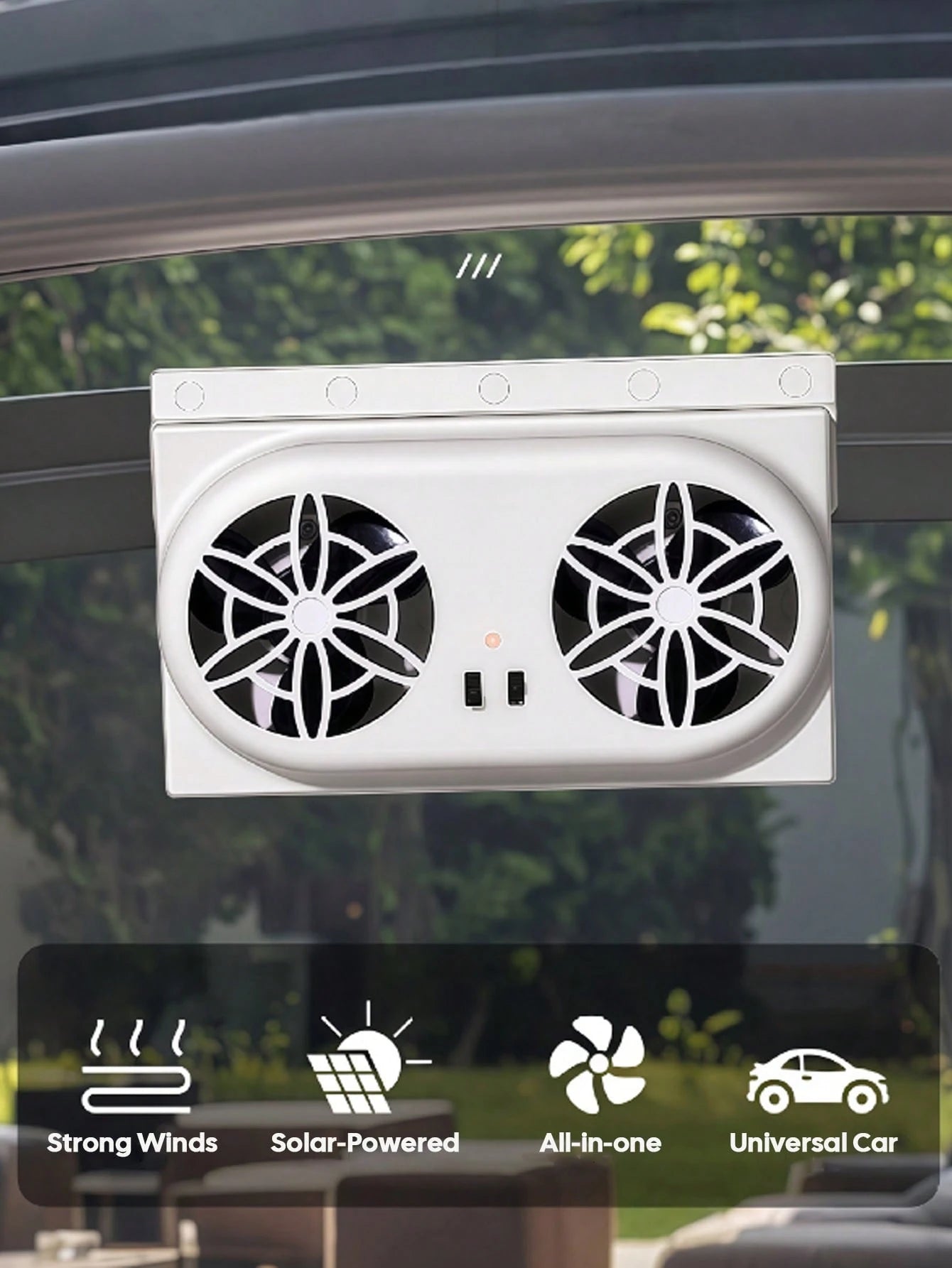 Solar Powered Car Exhaust Fan, Cooling Ventilator, Dual-Head Window Air Conditioner Cooler, Portable Car Air Circulation Fan, For Summer Cooling