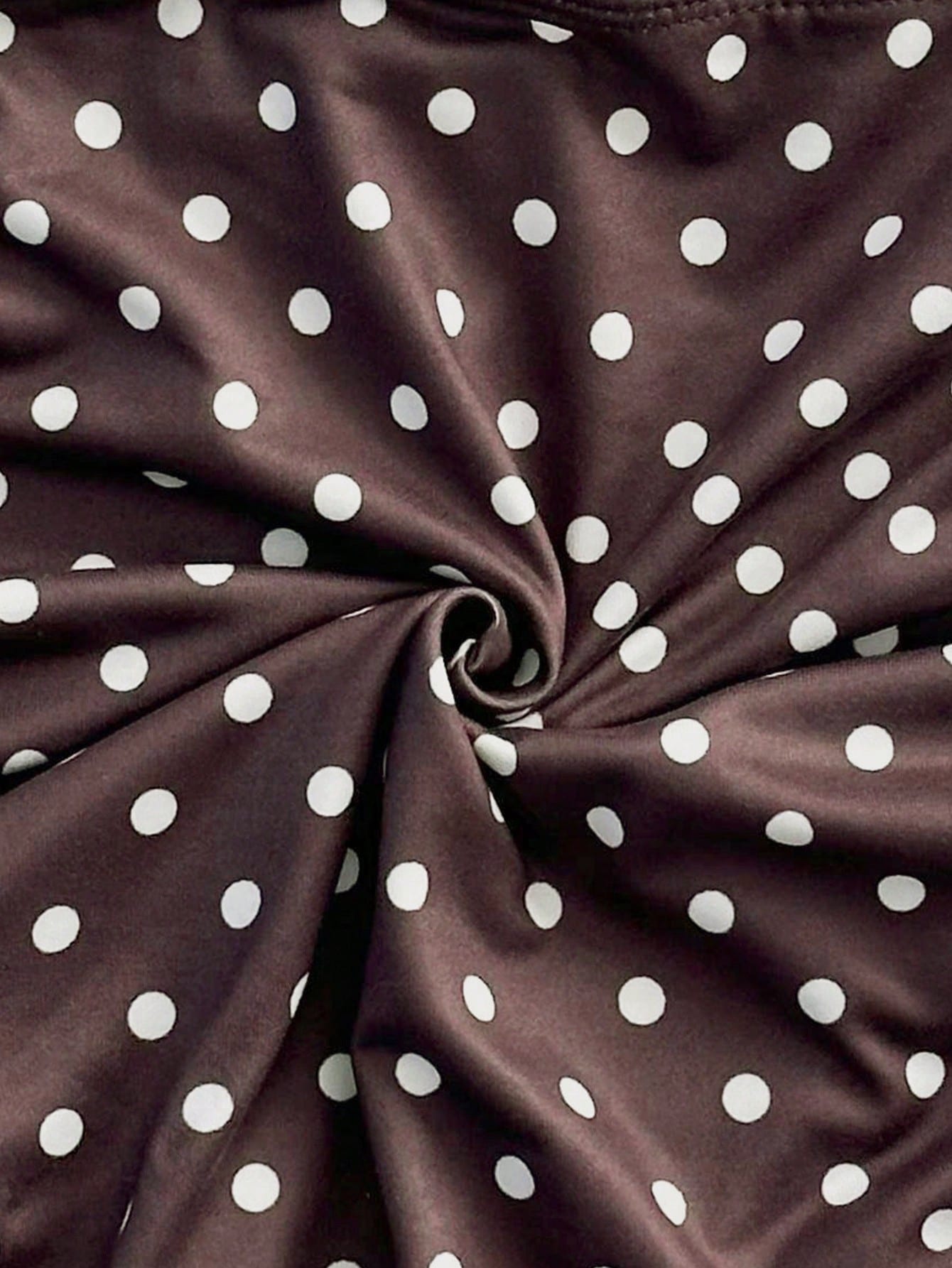 Soleia Cute Brown And White Polka Dot Summer Camisole,Retro Vintage Elegant Ruched Slim Fit Twist Strap Tank Top,Holiday Vacation V-Cut Tops,No Chest Padding