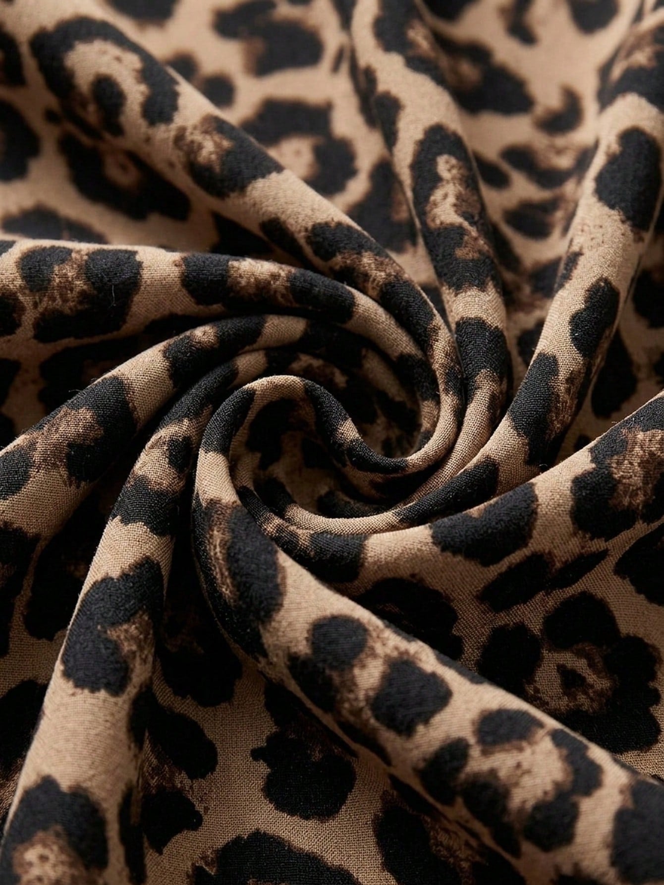 Soleia Plus Size Casual Commuter Leopard Print Flare Sleeve Shirt Night Out Brown Autumn Fall