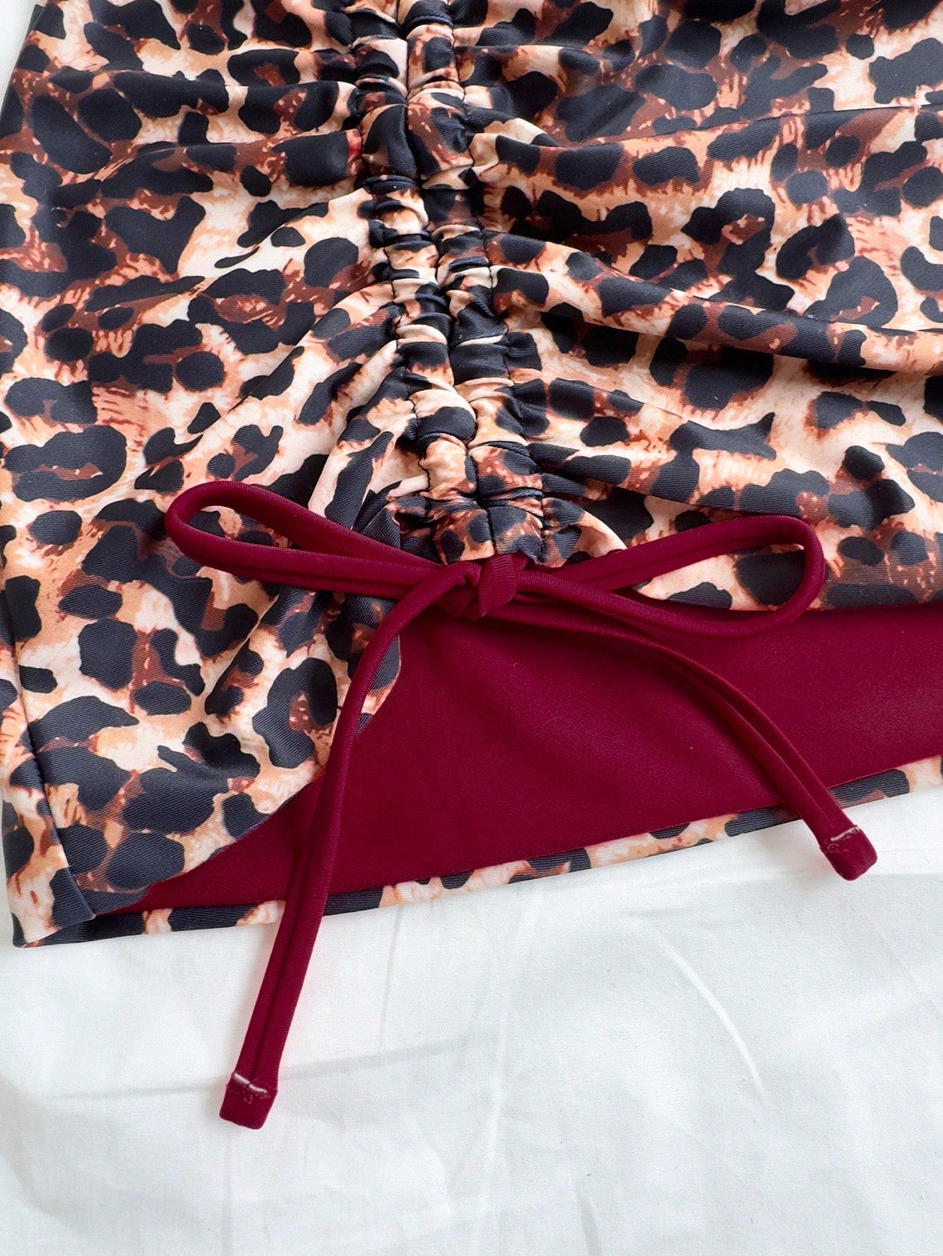 Soleia Plus Size Women Leopard Print Contrast Red Bikini 3 Pieces Set Bathing Suits For Women Swimsuits For Woman