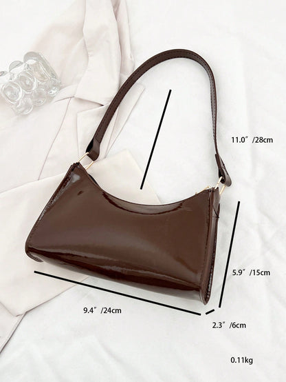 Solid Color Embossed Geometric Pattern Shoulder Bag, Zipper Underarm Women's Shoulder Bag, Fashionable Retro Zipper Bag, Casual Waterproof Handbag, Suitable For Girls, Women, College Students, Young P