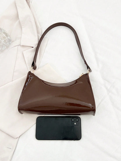 Solid Color Embossed Geometric Pattern Shoulder Bag, Zipper Underarm Women's Shoulder Bag, Fashionable Retro Zipper Bag, Casual Waterproof Handbag, Suitable For Girls, Women, College Students, Young P