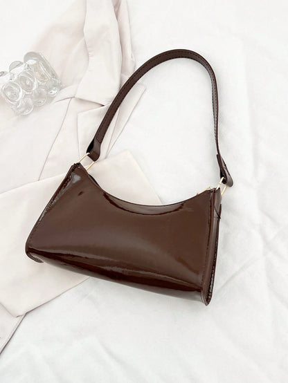 Solid Color Embossed Geometric Pattern Shoulder Bag, Zipper Underarm Women's Shoulder Bag, Fashionable Retro Zipper Bag, Casual Waterproof Handbag, Suitable For Girls, Women, College Students, Young P