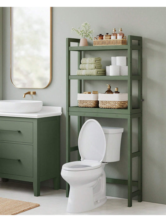 SONGMICS Over The Toilet Storage, 3-Tier Bamboo Over Toilet Rack Bathroom Organizer With Adjustable Shelf, Fit Most Toilets, Space-Saving, Easy Assembly
