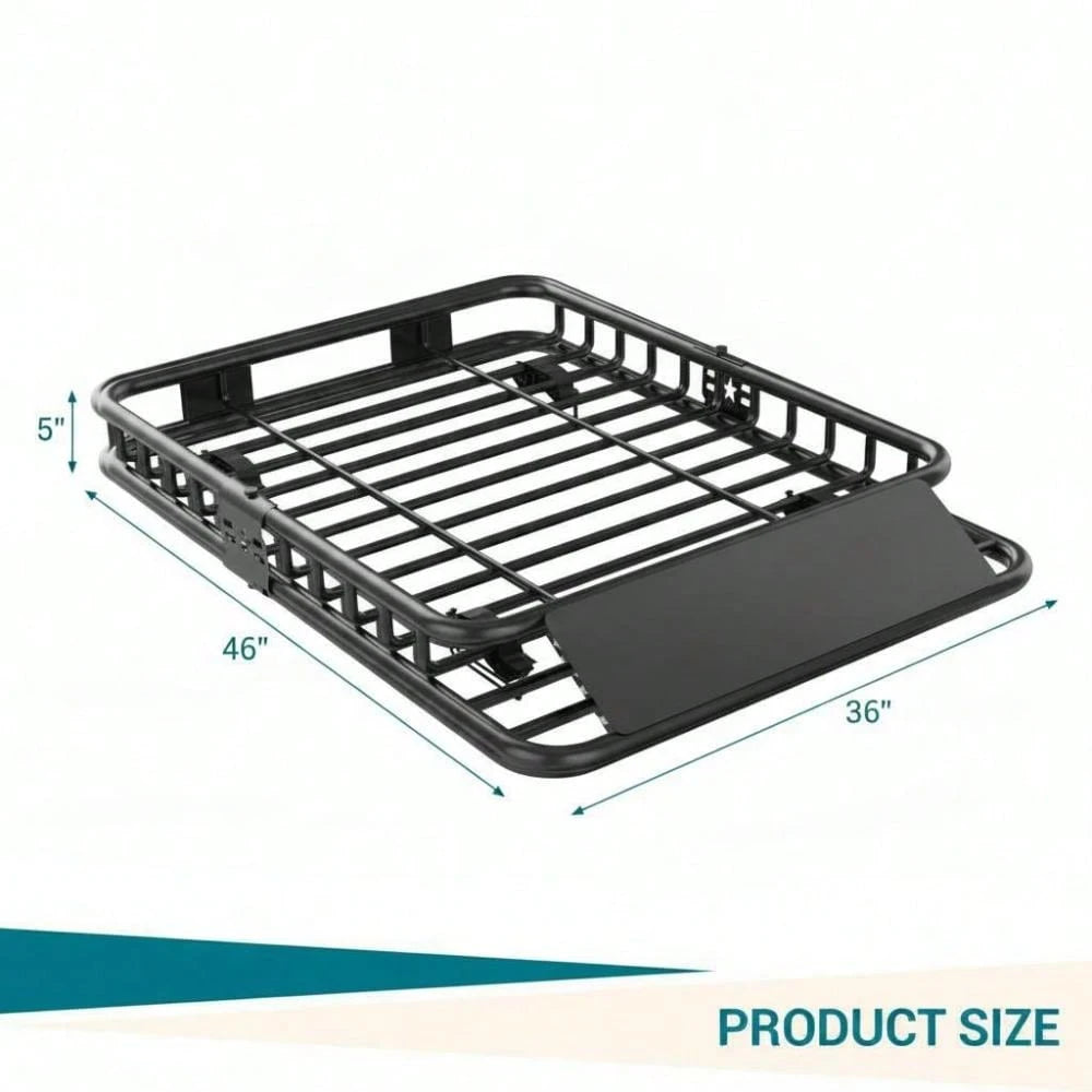 Soonbuy 46" X 36" Universal Roof Rack Cargo Basket, 200 LBS Heavy Duty Steel Rooftop Luggage Carrier For SUV Truck
