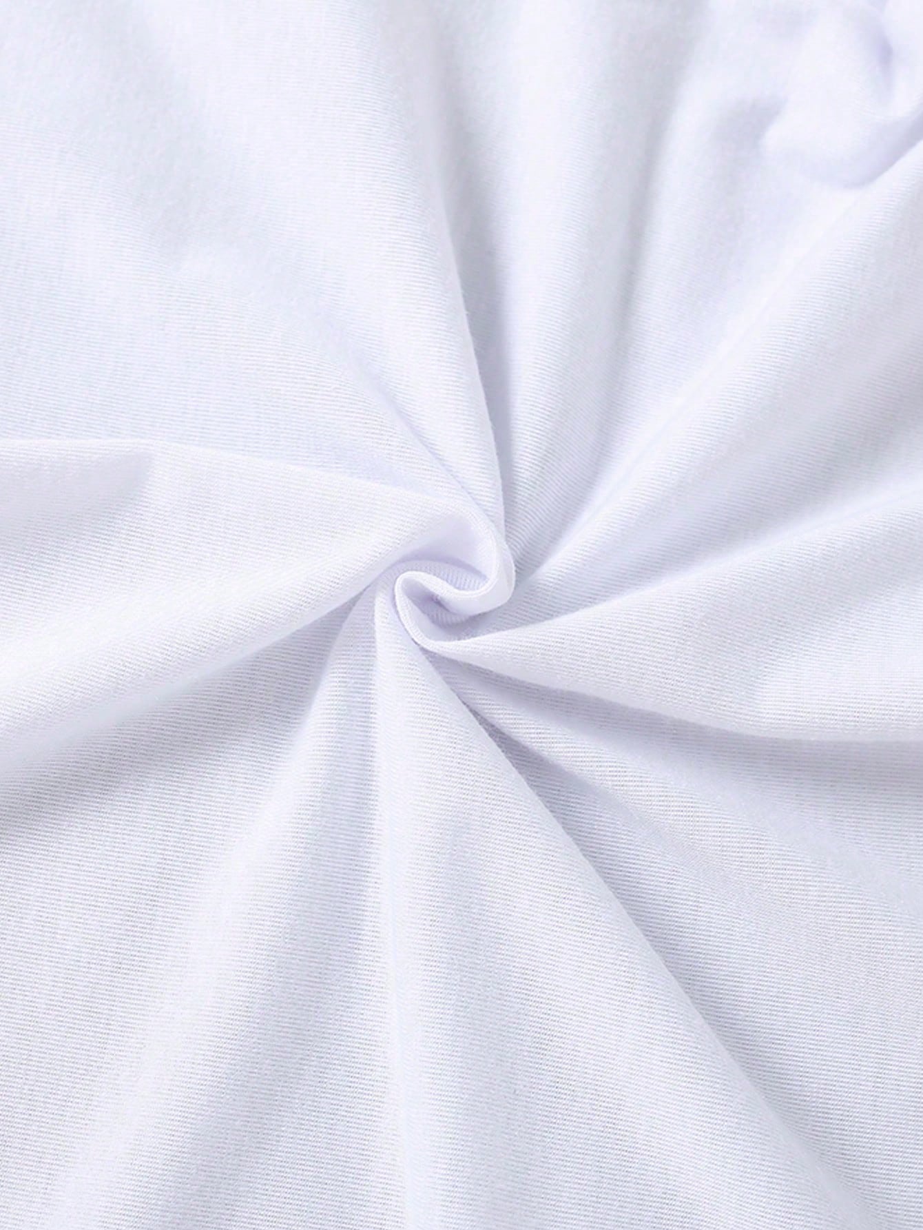 Souflis Souflis Baby Girl Blue And White Floral Bow Pattern Basic Daily Comfortable White Short Sleeve T-Shirt