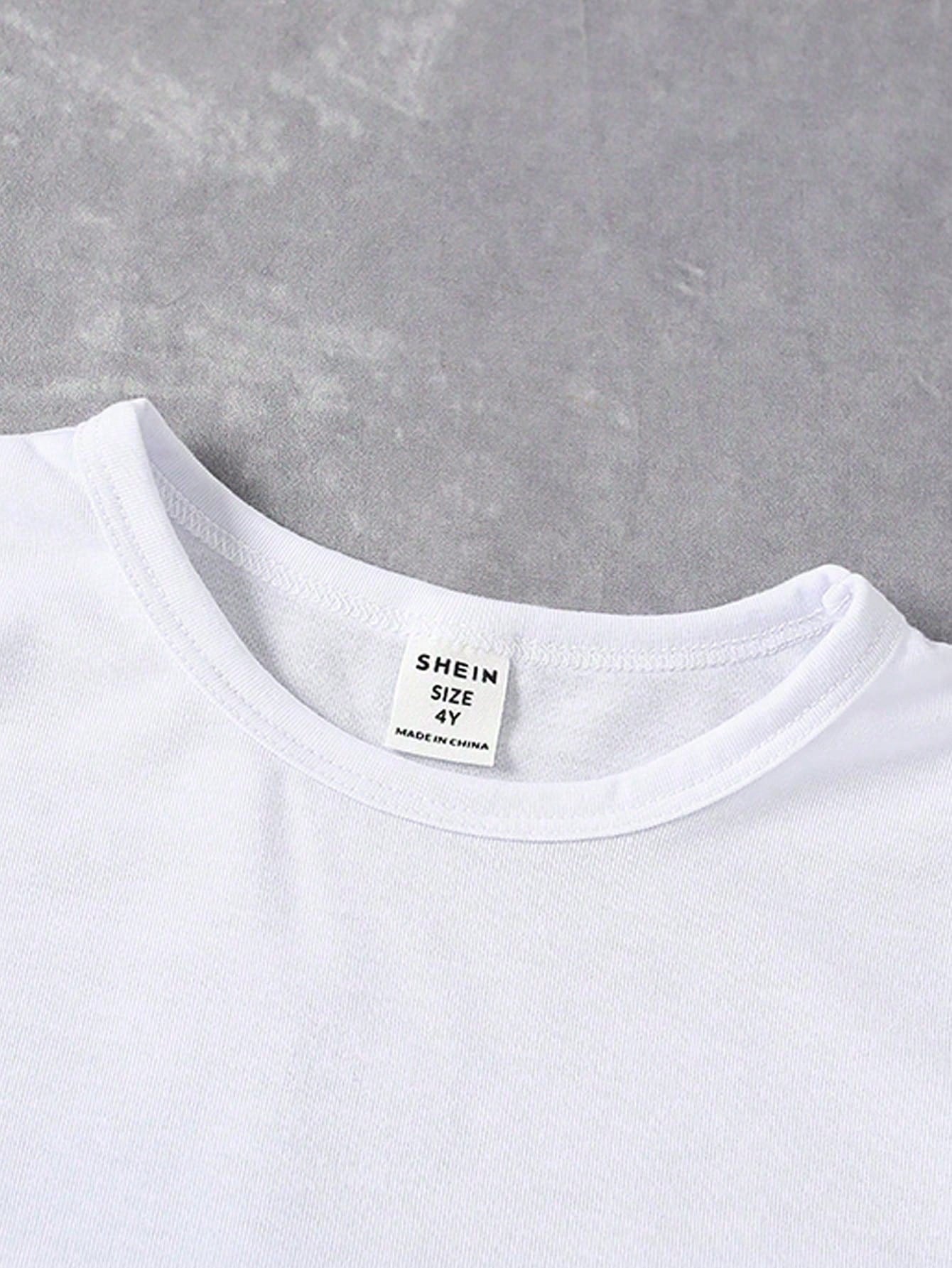 Souflis Souflis Baby Girl Blue And White Floral Bow Pattern Basic Daily Comfortable White Short Sleeve T-Shirt