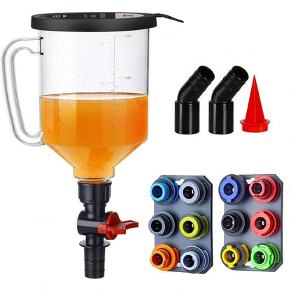 Spill-Proof 18Pcs Oil Funnel Set, 1.59QT/1.5L Engine Oil Change Tool Kit For Cars, Universal Automotive Funnel Adapters