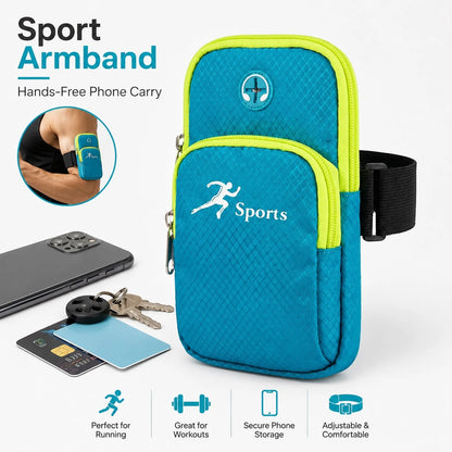 Sports Arm Bag, Compact Phone Storage Pouch With Dual Zipper Pockets, Earphone Hole & Adjustable Strap For Running, Workout, Hiking And Daily Outdoor