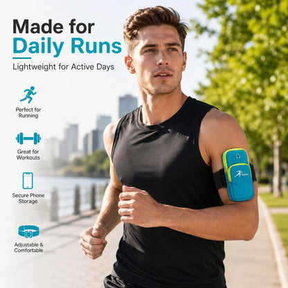 Sports Arm Bag, Compact Phone Storage Pouch With Dual Zipper Pockets, Earphone Hole & Adjustable Strap For Running, Workout, Hiking And Daily Outdoor