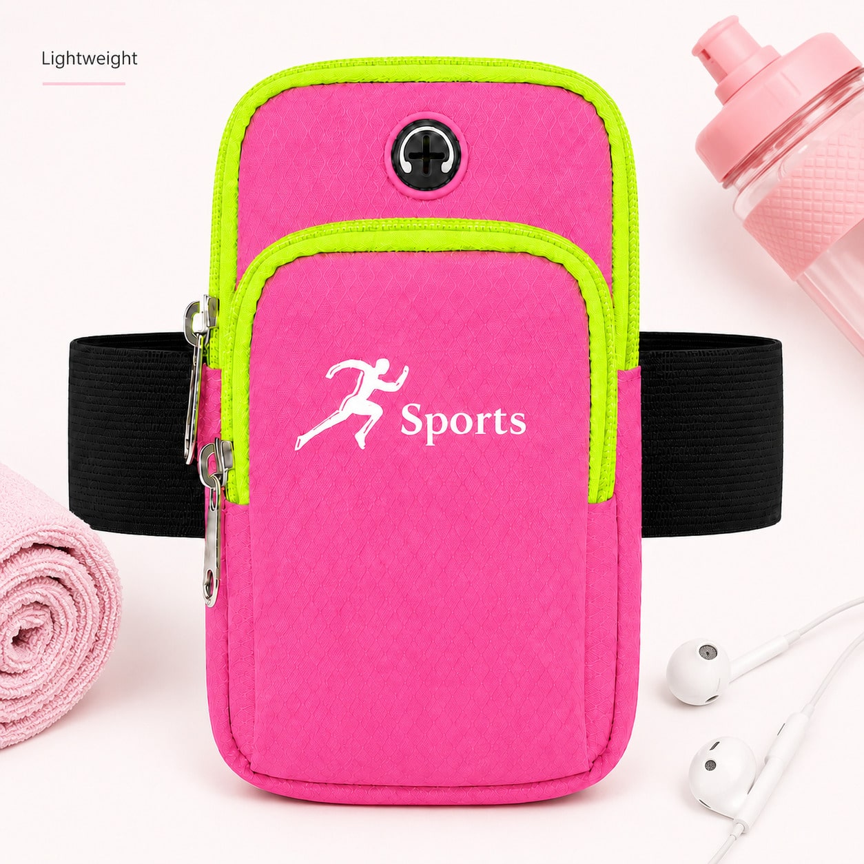 Sports Arm Bag, Compact Phone Storage Pouch With Dual Zipper Pockets, Earphone Hole & Adjustable Strap For Running, Workout, Hiking And Daily Outdoor