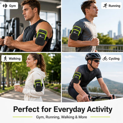 Sports Arm Bag, Compact Phone Storage Pouch With Dual Zipper Pockets, Earphone Hole & Adjustable Strap For Running, Workout, Hiking And Daily Outdoor