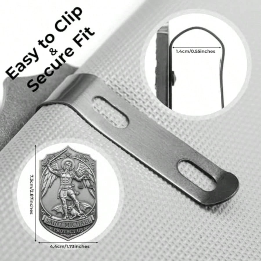 St Michael Archangel Medal For Car Visor Clip, 3D Engraved Saint Archangel Michael Vehicle Accessory, Divine Protection And Travel