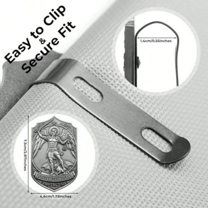 St Michael Archangel Medal For Car Visor Clip, 3D Engraved Saint Archangel Michael Vehicle Accessory, Divine Protection And Travel