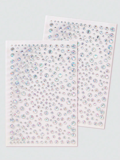 STARTTOOS 2pcs 3d Simulation Multicolor Rhinestone Sticker For Diy Music Festival, Y2k Party Face & Eye Makeup Decoration,Concert Look,Face Gems