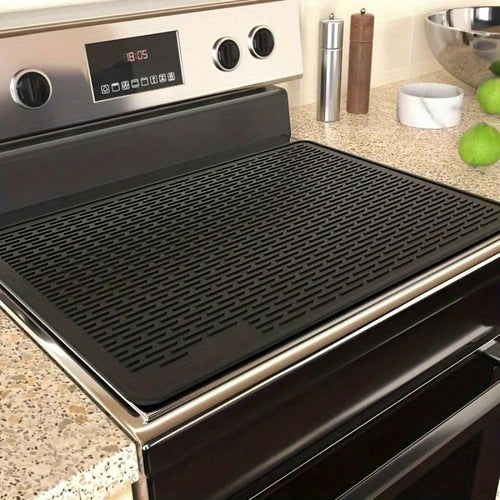 Stove Top Cover For Electric Stove- Silicone Stove Mat For Glass Top, Glass Cooktop Protector, XL Dish Drying Mats For Kitchen,Oven Covers For Electric Stove (Black,28 X 20) Kitchen Accessories