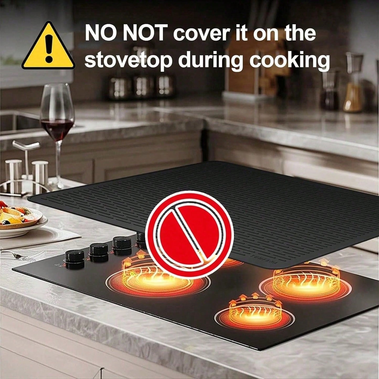 Stove Top Cover For Electric Stove- Silicone Stove Mat For Glass Top, Glass Cooktop Protector, XL Dish Drying Mats For Kitchen,Oven Covers For Electric Stove (Black,28 X 20) Kitchen Accessories