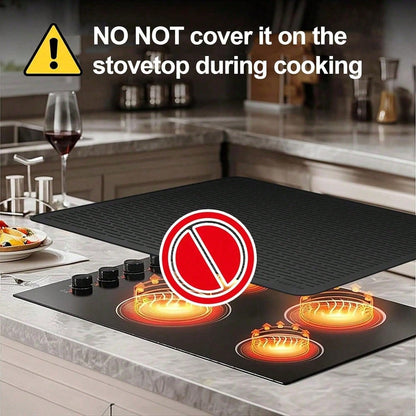 Stove Top Cover For Electric Stove- Silicone Stove Mat For Glass Top, Glass Cooktop Protector, XL Dish Drying Mats For Kitchen,Oven Covers For Electric Stove (Black,28 X 20) Kitchen Accessories
