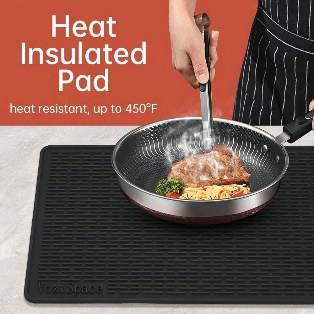 Stove Top Cover For Electric Stove- Silicone Stove Mat For Glass Top, Glass Cooktop Protector, XL Dish Drying Mats For Kitchen,Oven Covers For Electric Stove (Black,28 X 20) Kitchen Accessories