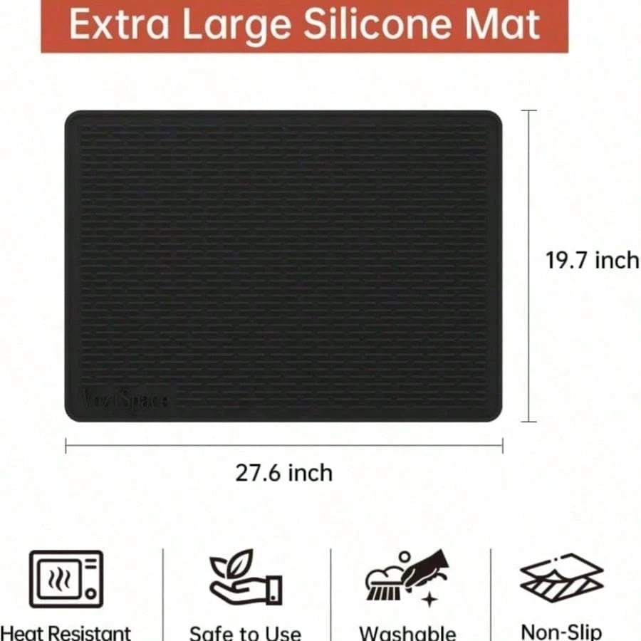 Stove Top Cover For Electric Stove- Silicone Stove Mat For Glass Top, Glass Cooktop Protector, XL Dish Drying Mats For Kitchen,Oven Covers For Electric Stove (Black,28 X 20) Kitchen Accessories