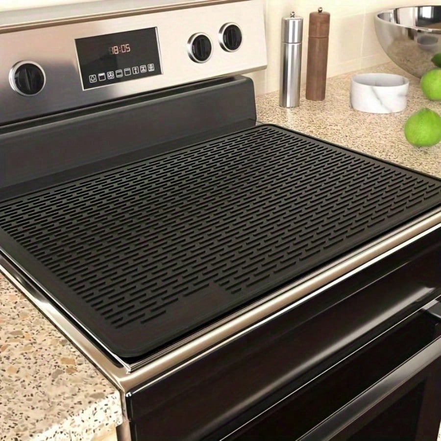 Stove Top Cover For Electric Stove- Silicone Stove Mat For Glass Top, Glass Cooktop Protector, XL Dish Drying Mats For Kitchen,Oven Covers For Electric Stove (Black,28 X 20) Kitchen Accessories