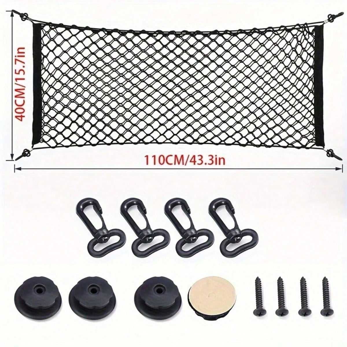 [Stretchable Net For Car Trunk] Stretchable Car Trunk Organizer Net With Hooks- Nylon Cargo Storage For Pickup Trucks, SUVs & Cars