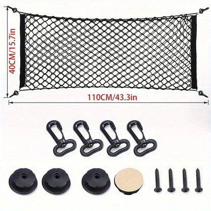 [Stretchable Net For Car Trunk] Stretchable Car Trunk Organizer Net With Hooks- Nylon Cargo Storage For Pickup Trucks, SUVs & Cars