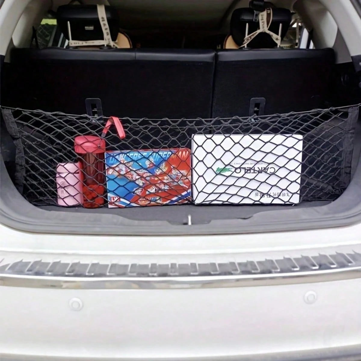 [Stretchable Net For Car Trunk] Stretchable Car Trunk Organizer Net With Hooks- Nylon Cargo Storage For Pickup Trucks, SUVs & Cars