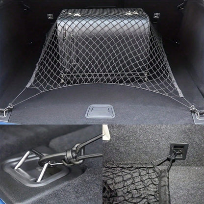 [Stretchable Net For Car Trunk] Stretchable Car Trunk Organizer Net With Hooks- Nylon Cargo Storage For Pickup Trucks, SUVs & Cars