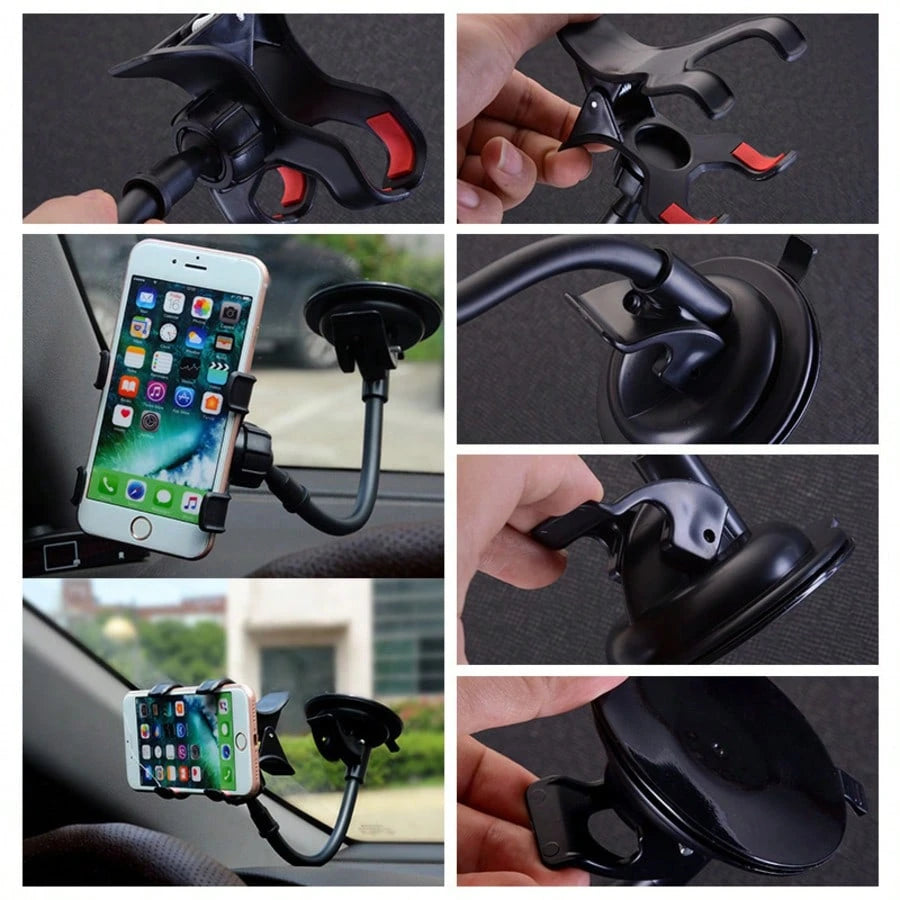 Suction Cup Car Phone Holder For Windshield, Dashboard, Center Console, Multi-Angle Adjustable