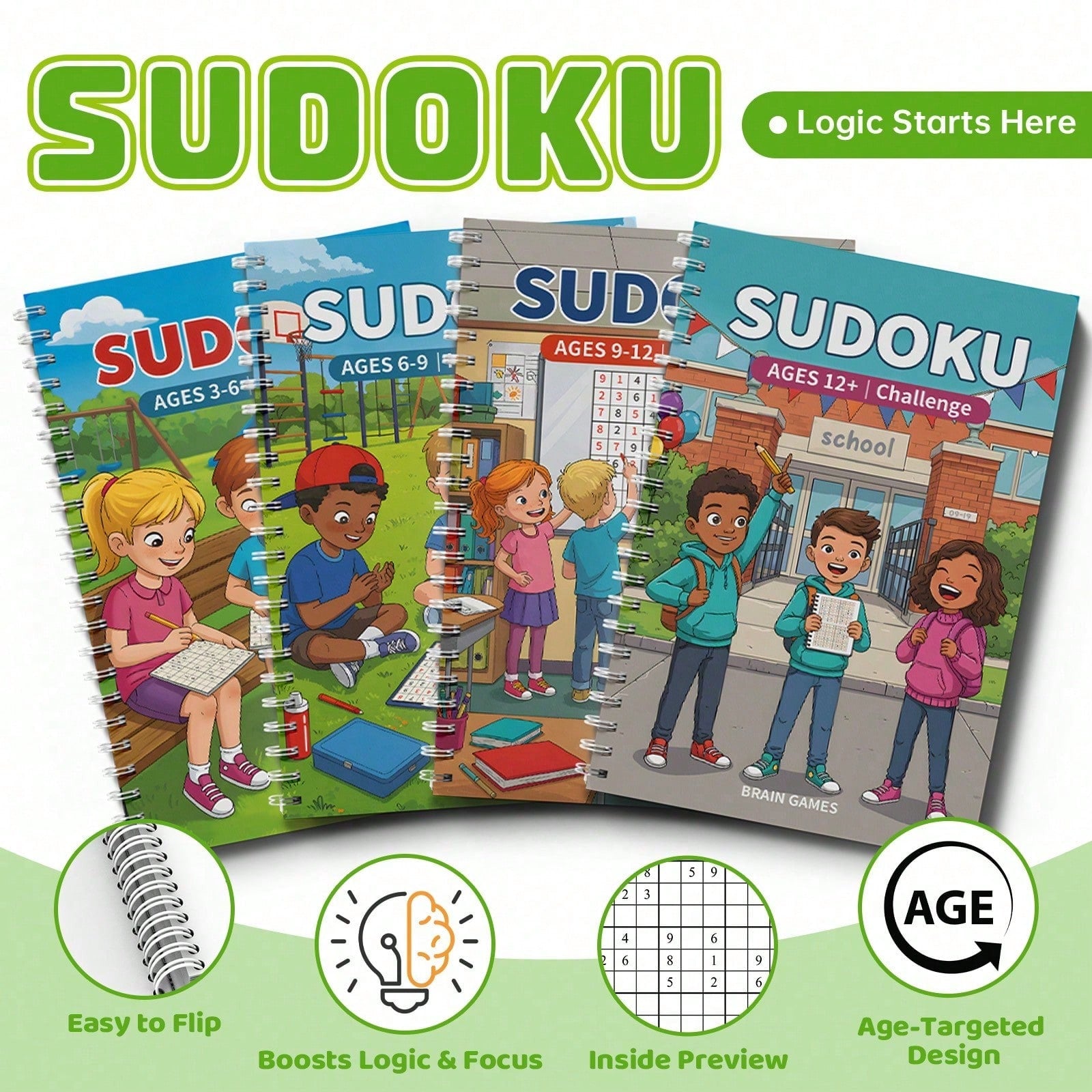 Sudoku Buddy Puzzle Workbook- Classroom And Playground Number Games To Help Kids Stay Focused, Think Clearly, And Enjoy Relaxing Screen-Free Brain Play